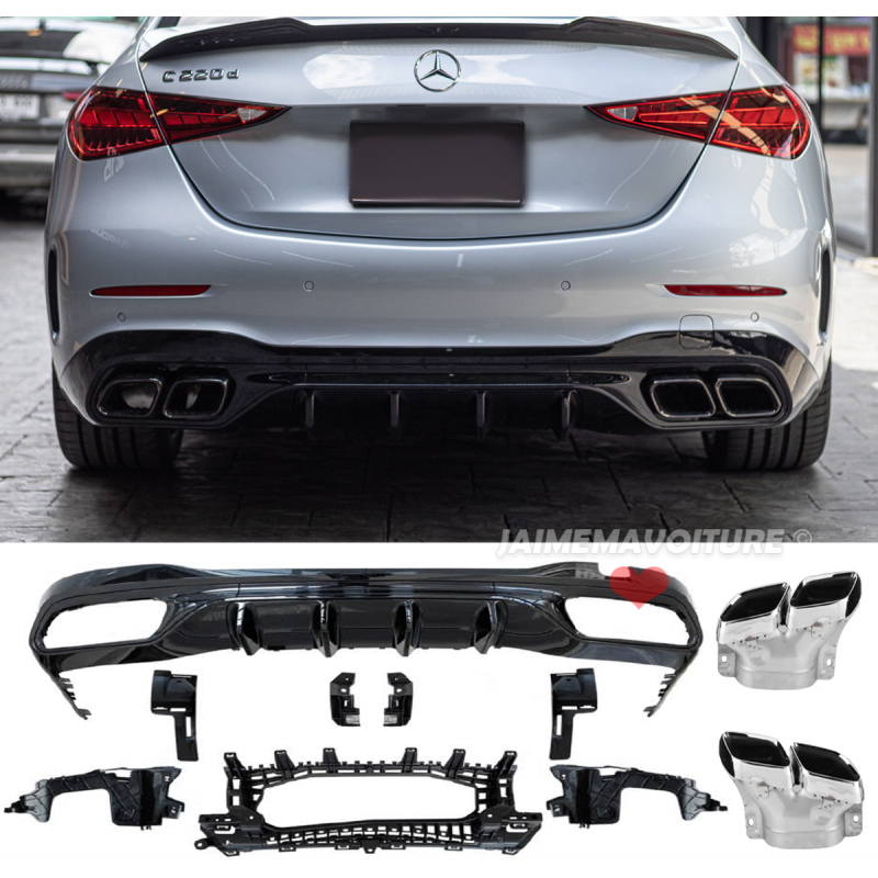 Kit parachoques trasero look C63 AMG para Mercedes Clase C W206 S206 - NEGRO