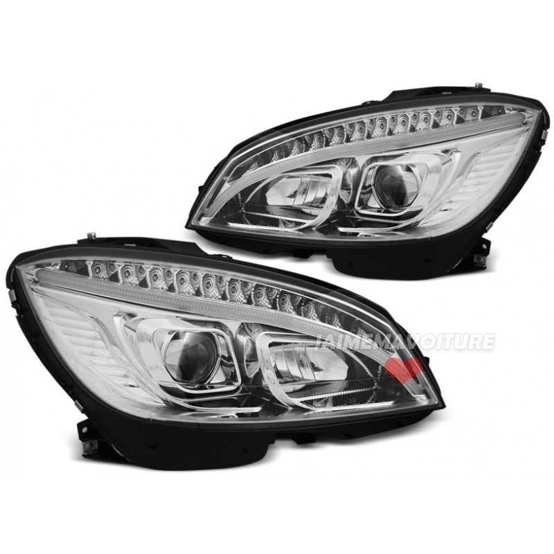 Feux avants tuning clignotant led pour Mercedes classe C 2007-2010