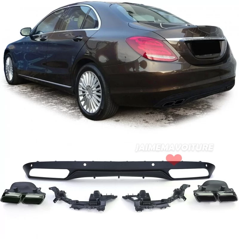 Kit for rear bumper AMG Mercedes C-class W205 C63 - Black tips