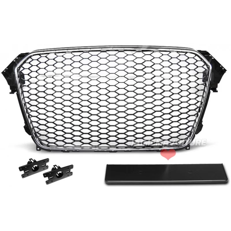 Kühlergrill für Audi A4 B8 2012 - Typ RS4 Schwarz Chrom