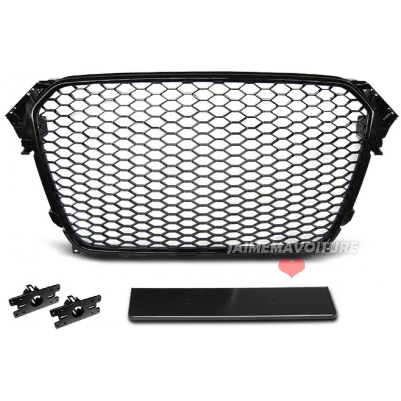 Calandre pour Audi A4 B8.5 2012-2015 - Type RS4 Noire brillante