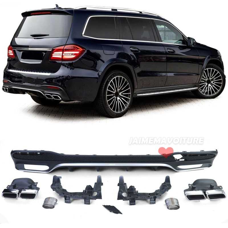 Kit difusor con remates cromados en look GLS 63 AMG para GLS X166 2015 - 2019