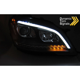 Tube led headlights for Mercedes ML W164 - Black