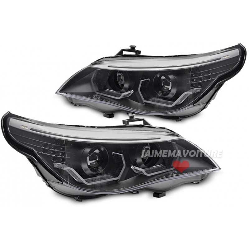 Scheinwerfer Angel Eyes für BMW Serie 5 E60 E61 sehen hier schwarz Scheinwerfer Angel Eyes für BMW Serie 5 E60 E61 sehen hier schwarz