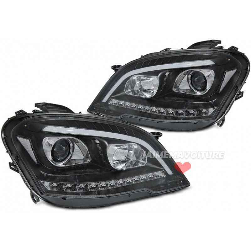 Tube led headlights for Mercedes ML W164 - Black