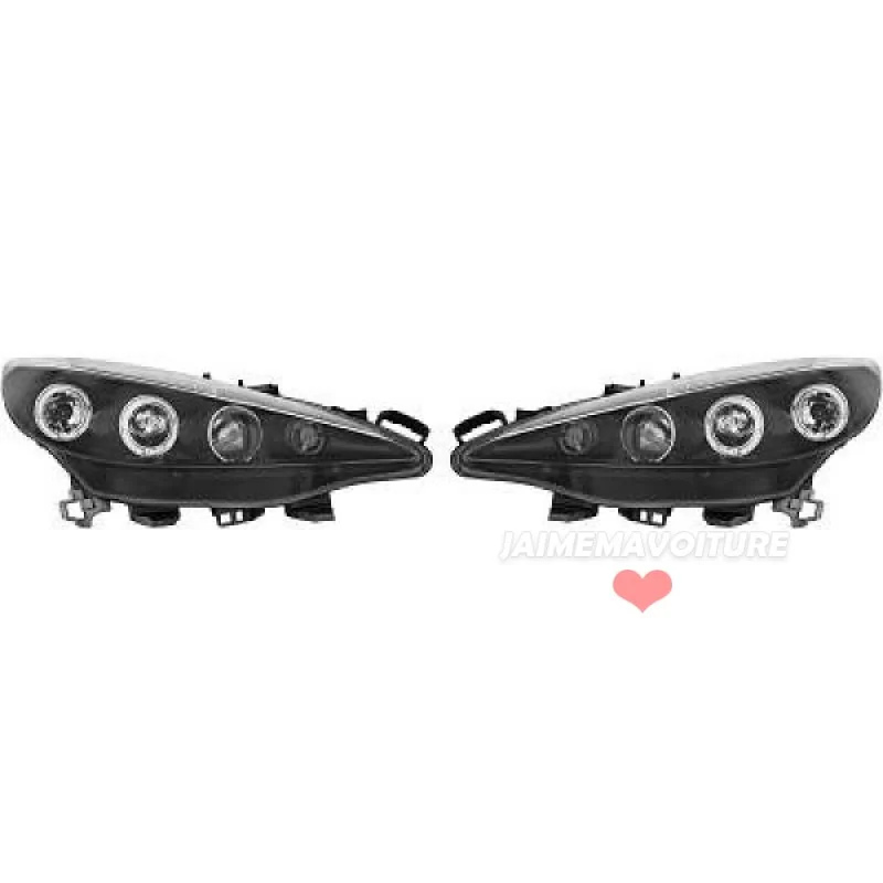 Front headlights for Peugeot 207 black led