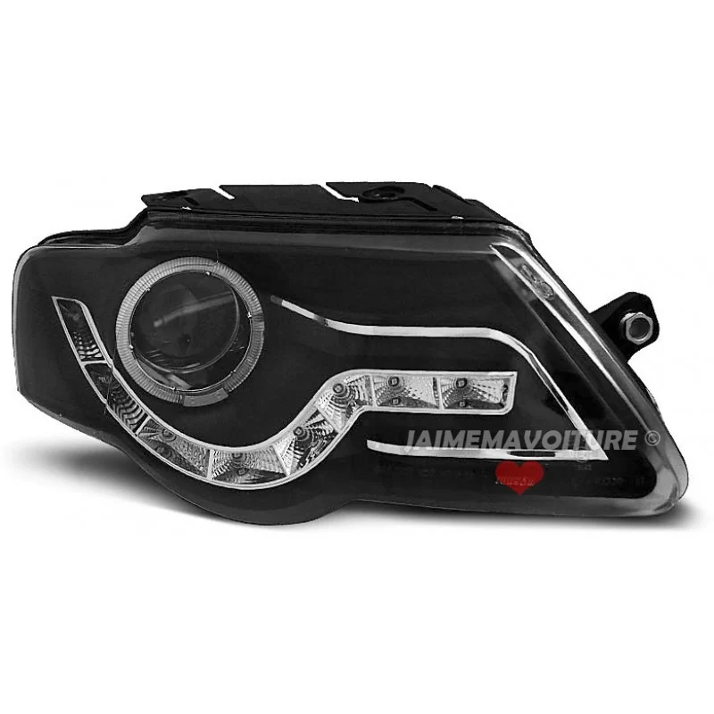 Front headlights angel eyes CCFL LED to VW Passat 3 c black