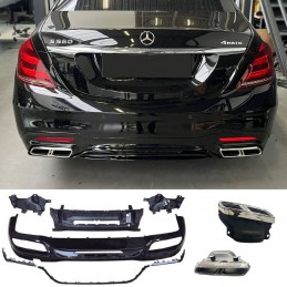 AMG S65 look diffuser for Mercedes S-Class W222 2017-2020 rear bumper