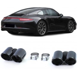 Embouts d'échappement noirs pour Porsche 911 991 2011-2015 350cv