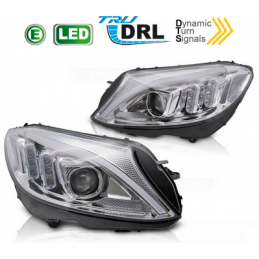 Faros LED cromados para Mercedes Clase C W205 2014 2018