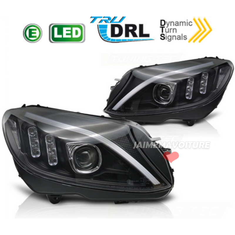 Black LED headlights for Mercedes C class W205 2014 2018