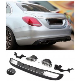 Diffuseur look C63 AMG pour Mercedes Classe C W205 modèle non AMG - CHROME