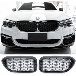 Diamant Kühlergrill für BMW 5er G30 G31 2007-2020 Schwarz Chrom