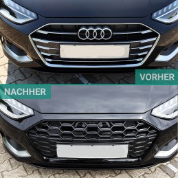 Grille look RS4 black varnished for AUDI A4 / S4 / SLINE B9 2019-2023 - Without camera