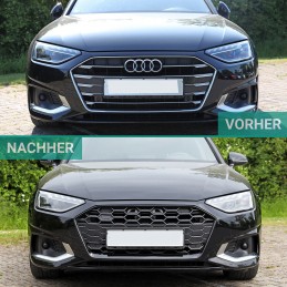 Kühlergrilloptik RS4 schwarz lackiert für AUDI A4 / S4 / SLINE B9 2019-2023 - Ohne Kamera