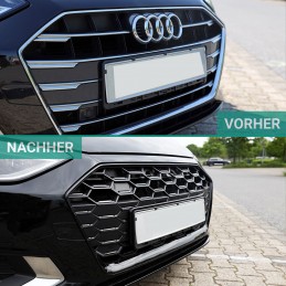 Grille look RS4 black varnished for AUDI A4 / S4 / SLINE B9 2019-2023 - Without camera