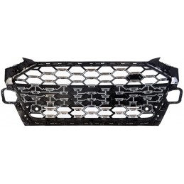 Chrome Black RS4 Look Grille For AUDI A4 / S4 / SLINE B9 2019-2023 - Without Camera