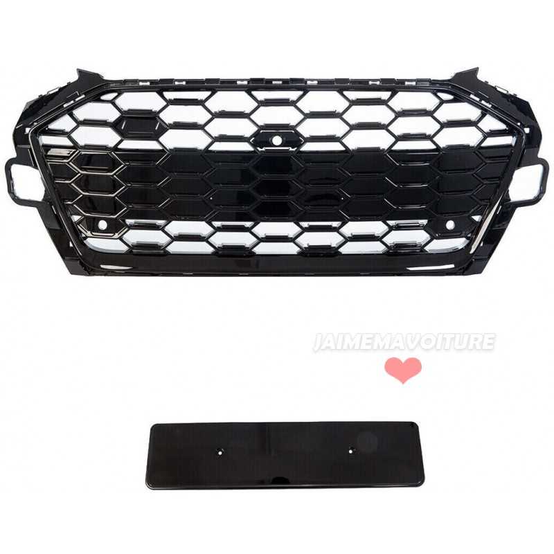 Kühlergrilloptik RS4 schwarz lackiert für AUDI A4 / S4 / SLINE B9 2019-2023 - Ohne Kamera Kühlergrilloptik RS4 schwarz lackiert für AUDI A4 / S4 / SLINE B9 2019-2023 - Ohne Kamera