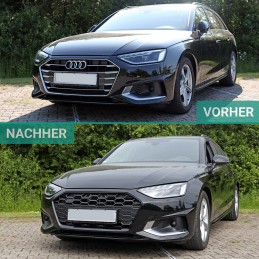 Kühlergrilloptik RS4 schwarz lackiert für AUDI A4 / S4 / SLINE B9 2019-2023 - Ohne Kamera