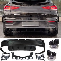 Rear diffuser look 53 AMG for Mercedes GLE Coupe C167 - Black pots