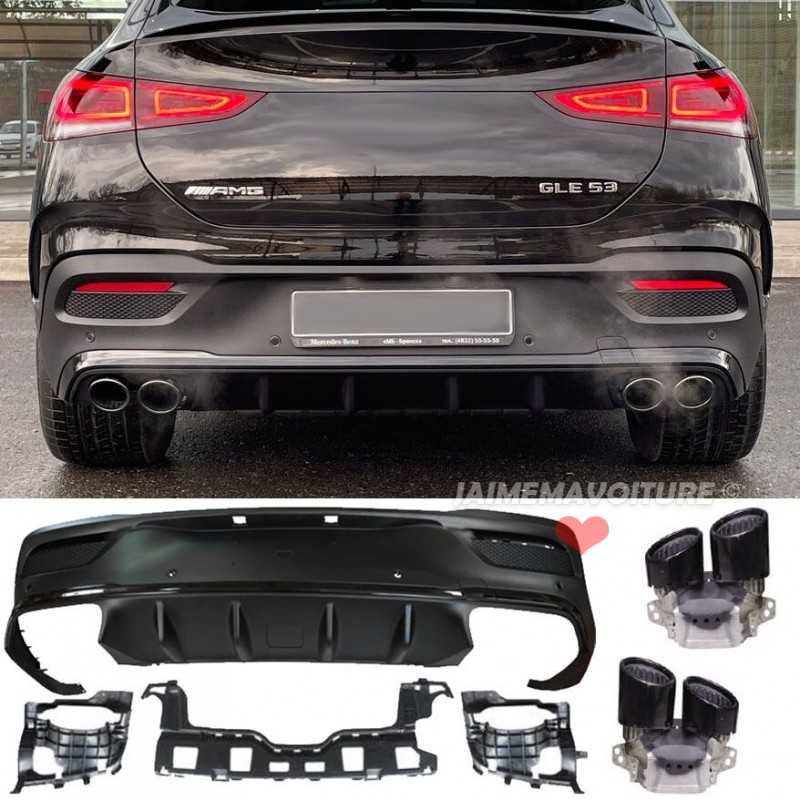 Diffuseur arrière look 53 AMG pour Mercedes GLE Coupé C167 - Pots noirs