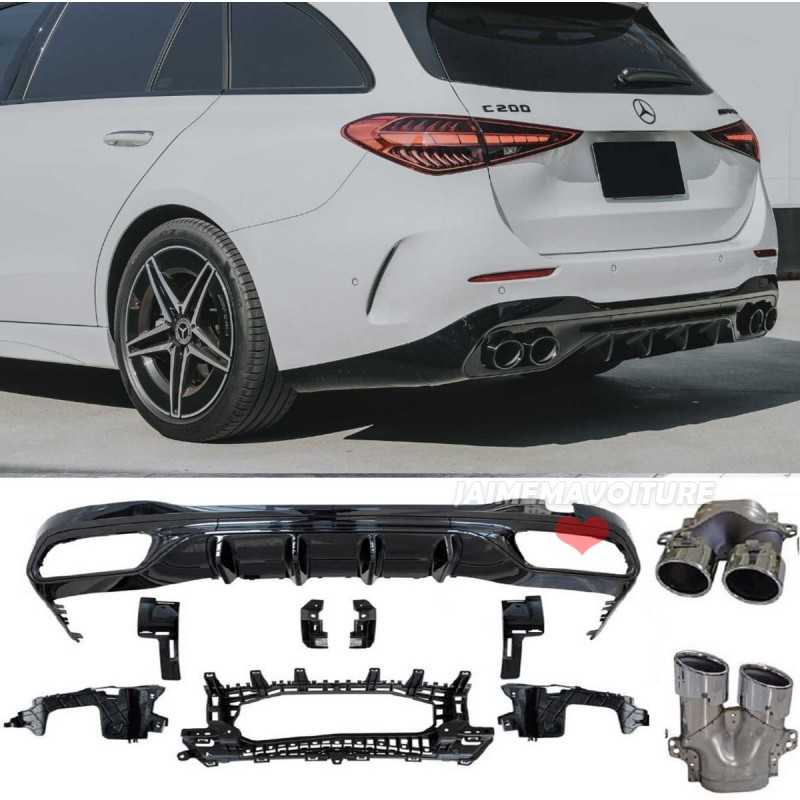 Kit parachoques trasero difusor escape look C63 AMG para Mercedes Clase C 2021-2024 Kit parachoques trasero difusor escape look C63 AMG para Mercedes Clase C 2021-2024