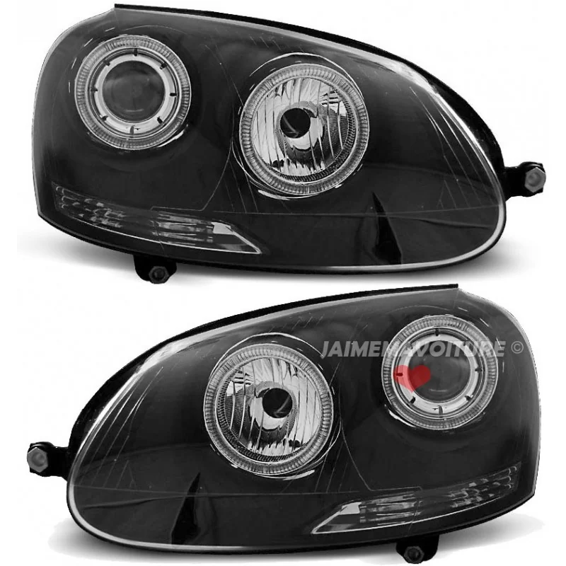 Schwarze Frontscheinwerfer Angel Eyes Golf 5