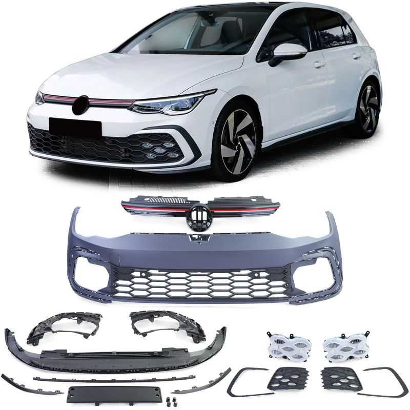 Stötfångare i GTI-utförande för VW Golf 8 - Med grill + led