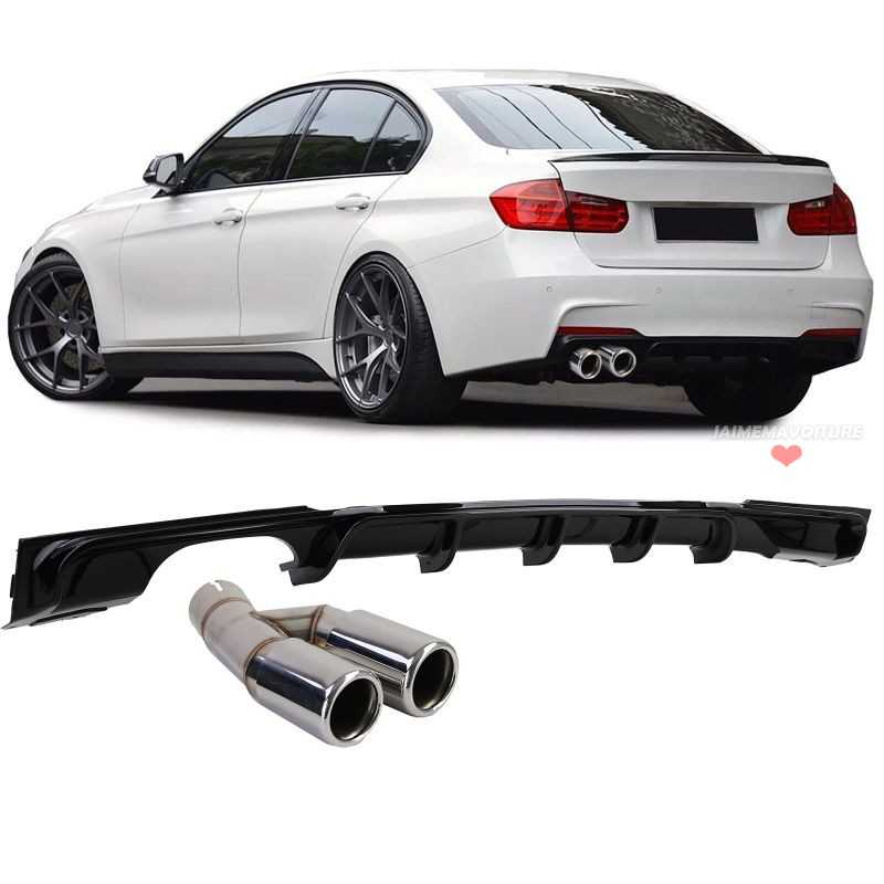 Diffuser and twin tailpipes kit for BMW 3 Series 2011-2019 - Chrome Diffuser and twin tailpipes kit for BMW 3 Series 2011-2019 - Chrome