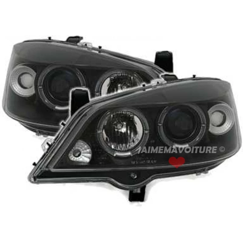 Opel Astra G lights Angel Eyes Black Sonar