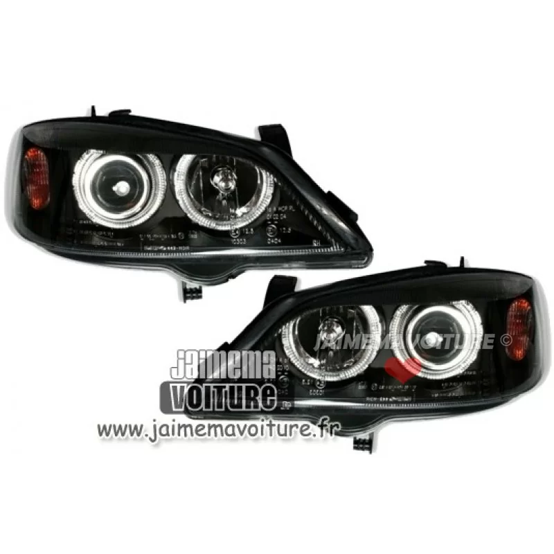 Opel Astra G Koplampen Angel Eyes Depo Zwart