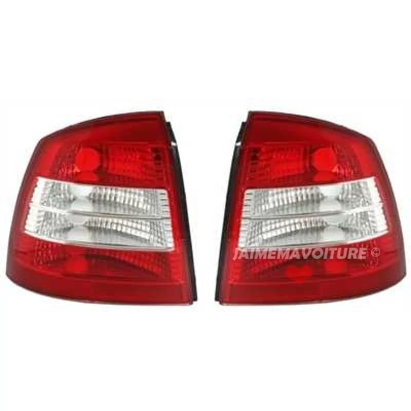 Opel Astra G headlights rear red and white