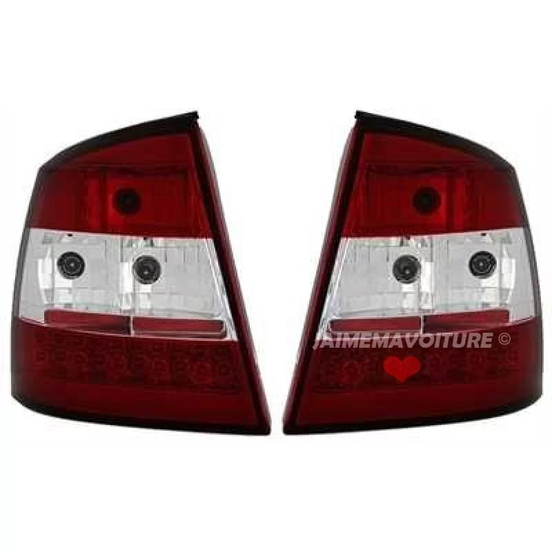 Opel Astra G Achterlichten kristal rood en wit Opel Astra G Achterlichten kristal rood en wit