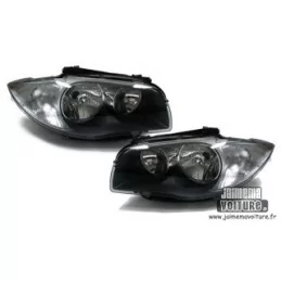 BMW series 1 E87 black front headlights