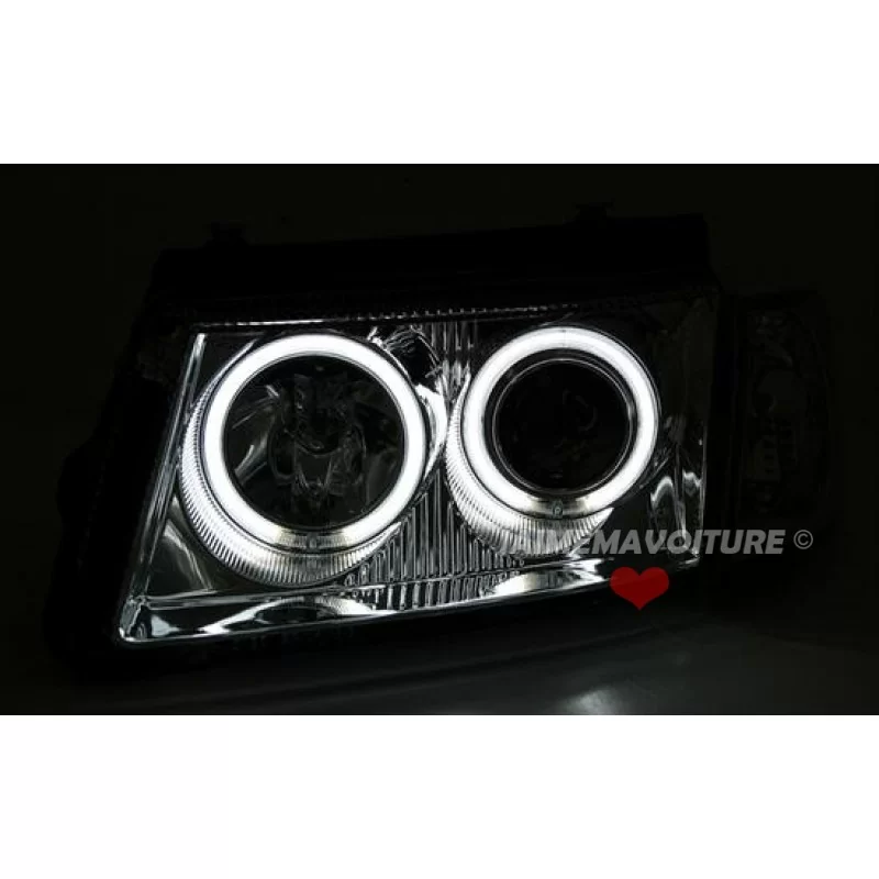 Främre strålkastare angel eyes CCFL VW Passat 3B Chrome