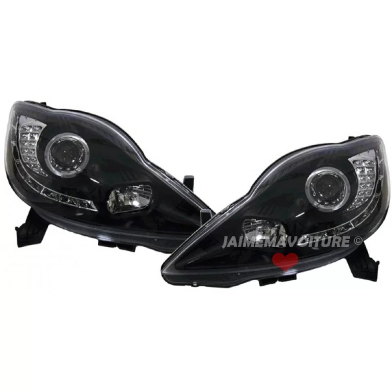 Fari anteriori Angel eyes CCFL Led Peugeot 107 Led Nero 5963