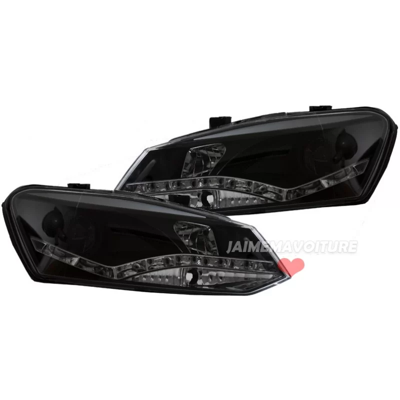 Phares avants noirs à leds VW Polo 6R Phares avants noirs à leds VW Polo 6R