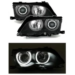 Negro faros delanteros ángel eyes CCFL BMW serie 3 E46 Cabrio de corte