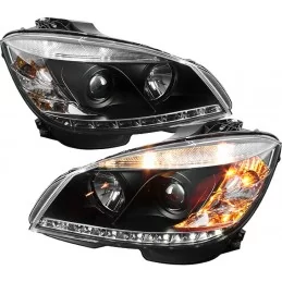 Luci anteriori a LED nere Mercedes Classe C W204