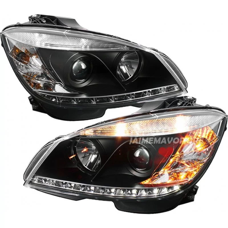 Front lights black led Mercedes class C W204