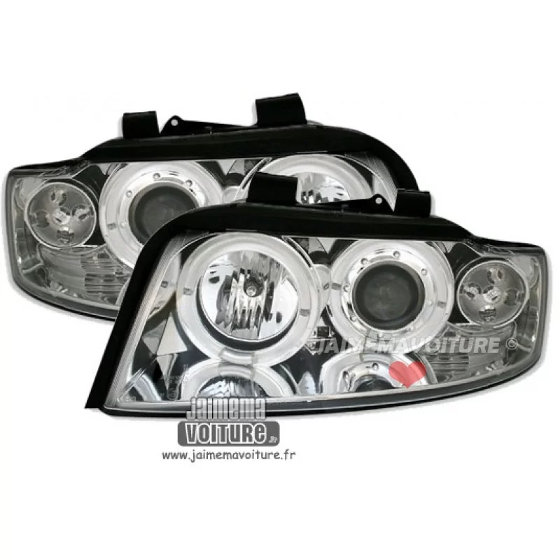 Phares angel eyes Audi A4 B6 sonar chrome tuning Phares angel eyes Audi A4 B6 sonar chrome tuning